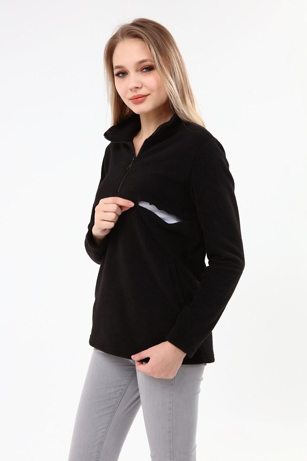 Luvmabelly MYRA4550 Fermuarlı Emzirme Sweatshirt -