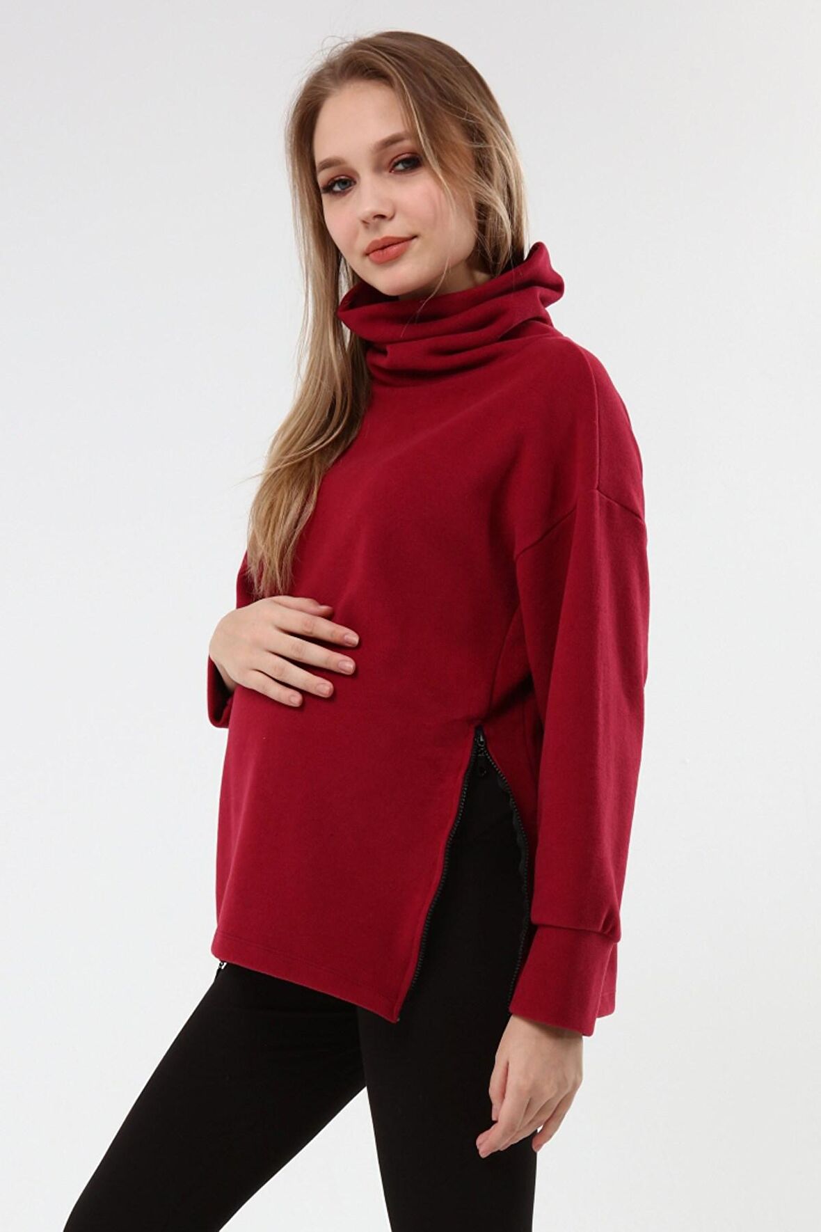 Luvmabelly MYRA4282 Fermuarlı Hamile Sweatshirt -B