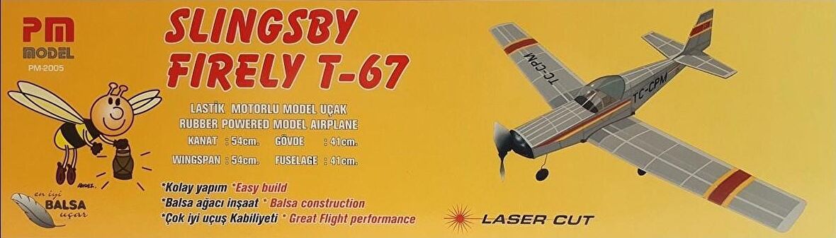 Slingsby T-67 Firely Pm Model Lastik Motorlu Demonte Serbest Uçuş Modeli