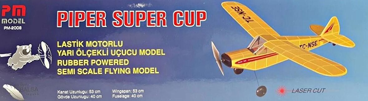 Piper Super Cub Pm 2008 Model Lastik Motorlu Demonte Serbest Uçuş Modeli