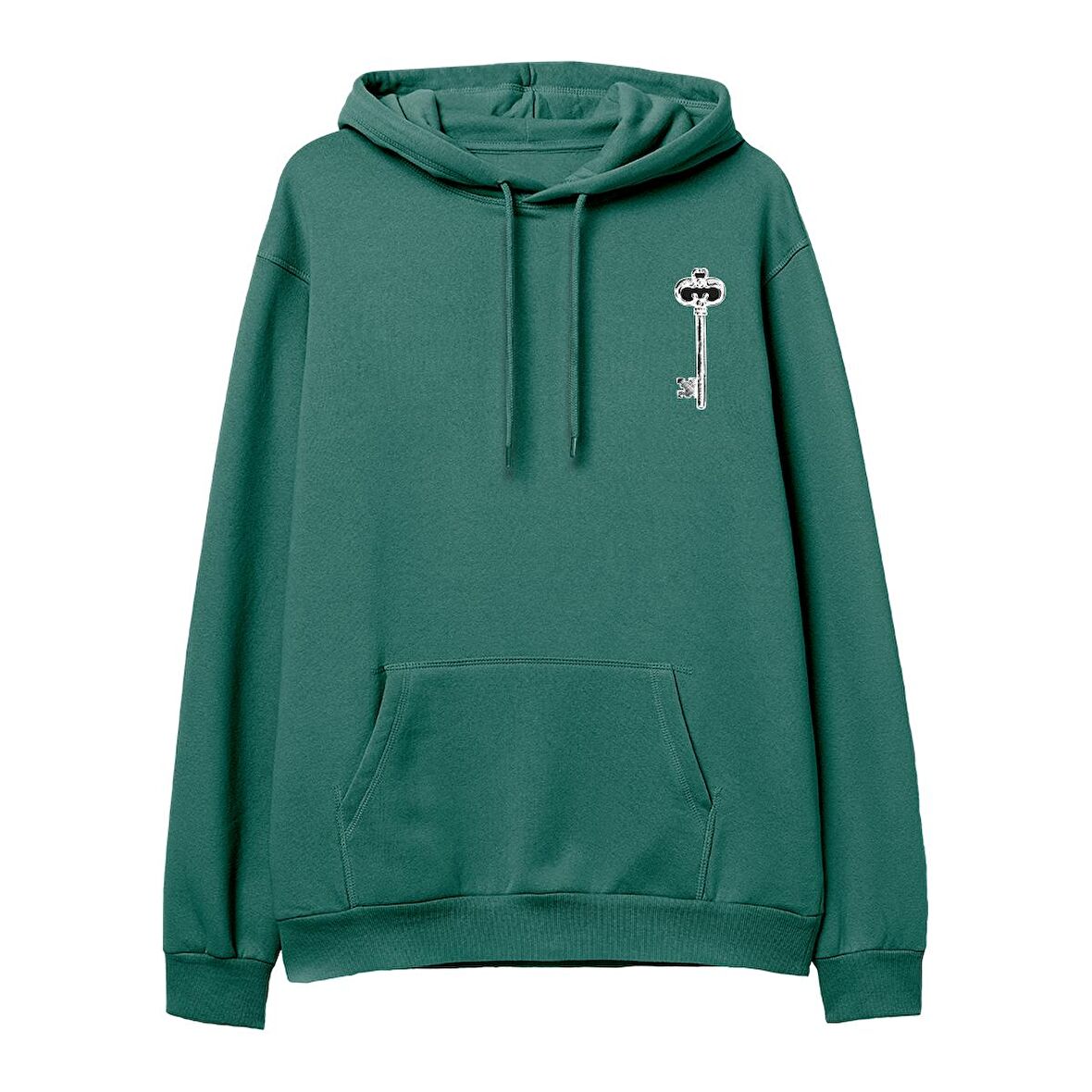 Key  Baskılı Yeşil Hoodie