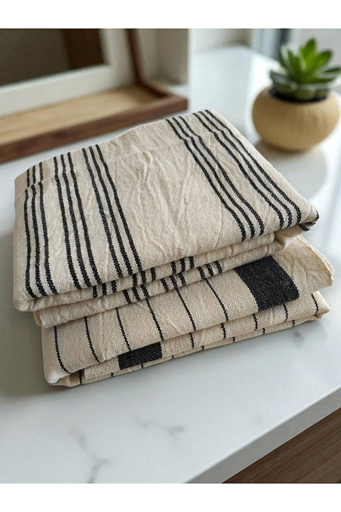 Mutfak Kurulama Bezi, 2 adet Farklı Desen, %100 Pamuk, Kara Tezgah Peşkir 50x90 Cm