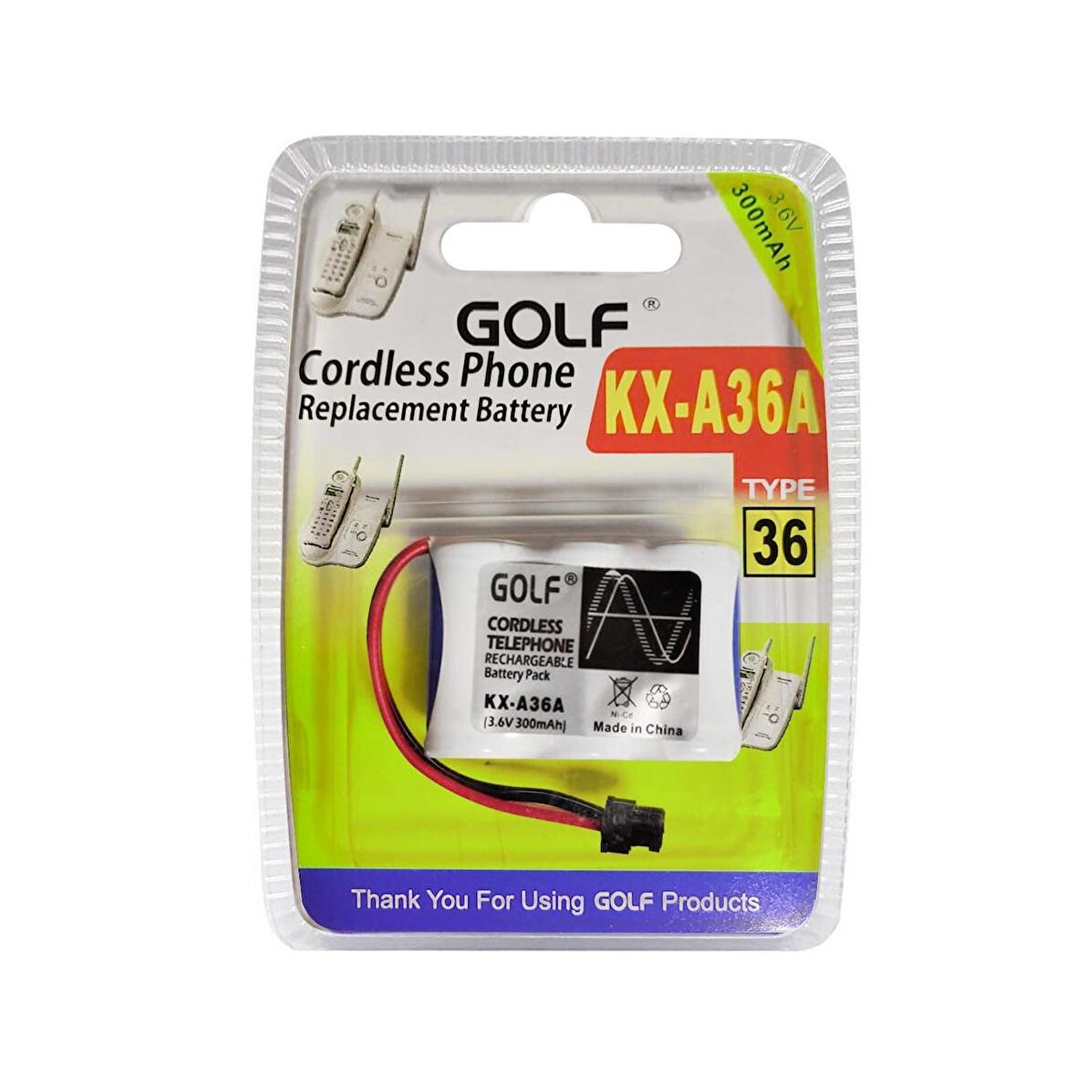 TELSİZ TELEFON PİLİ 3.6V 300MAH NI-CD GOLF KX-A36A