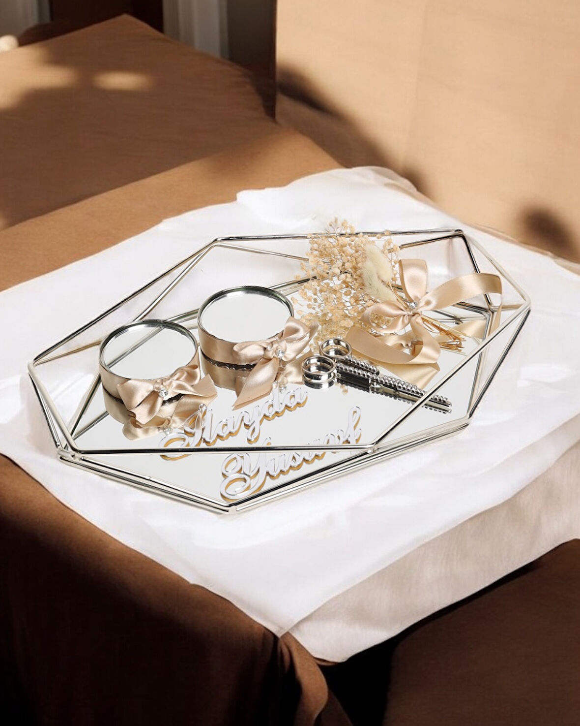 Elation Gümüş Prizma Söz Nişan Tepsisi