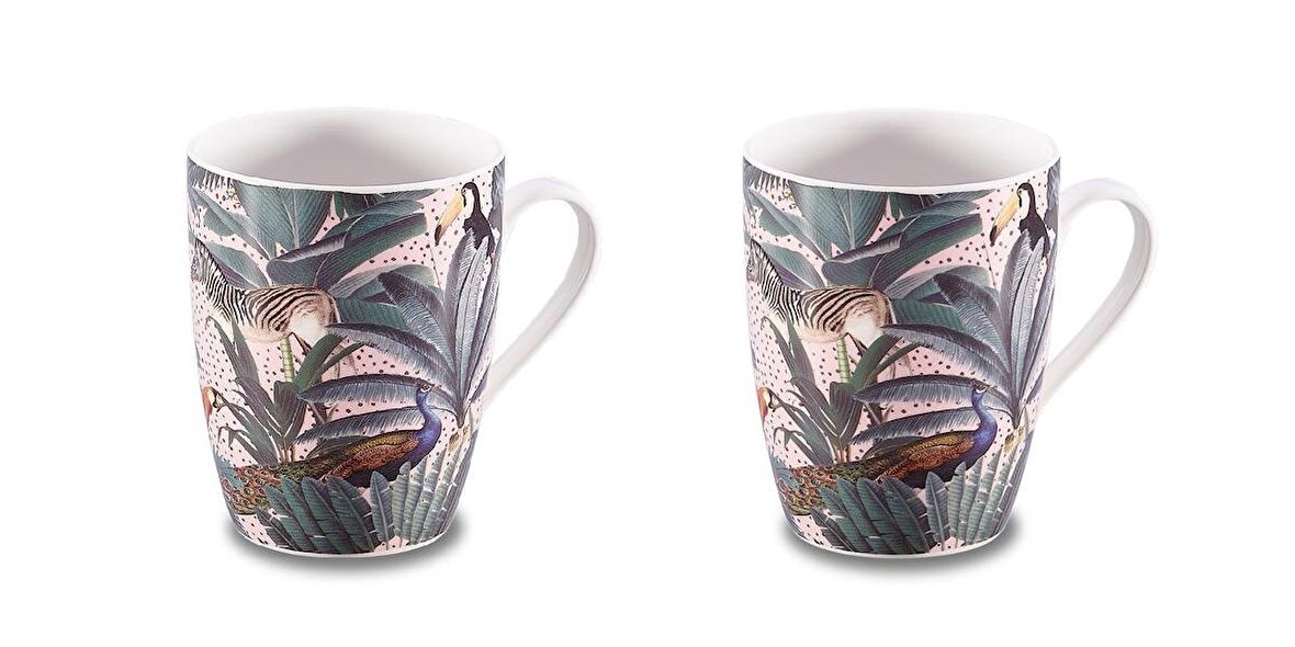 Porselen Mugs Kupa-korkmaz Forest Baskılı Kupa Bardak-2'li Takım Kupa