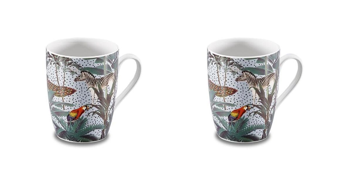 Porselen Mugs Kupa-korkmaz Forest-1 Baskılı Kupa Bardak-2'li Takım Kupa