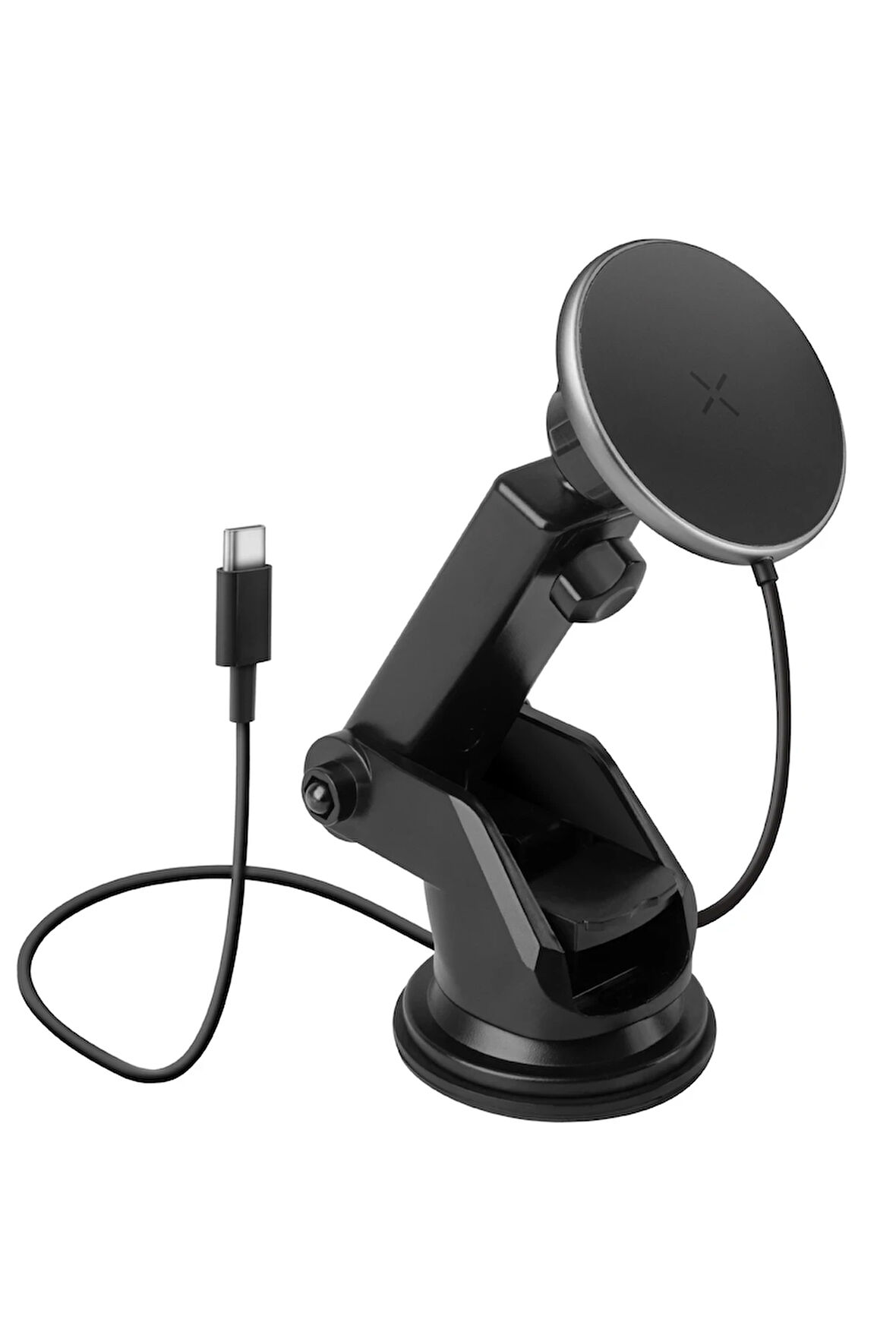 MagDrive 2in1 Izgara Klipsli ve Vantuzlu 15W Kablosuz Şarjlı Manyetik Magsafe Araç Tutucu - Siyah