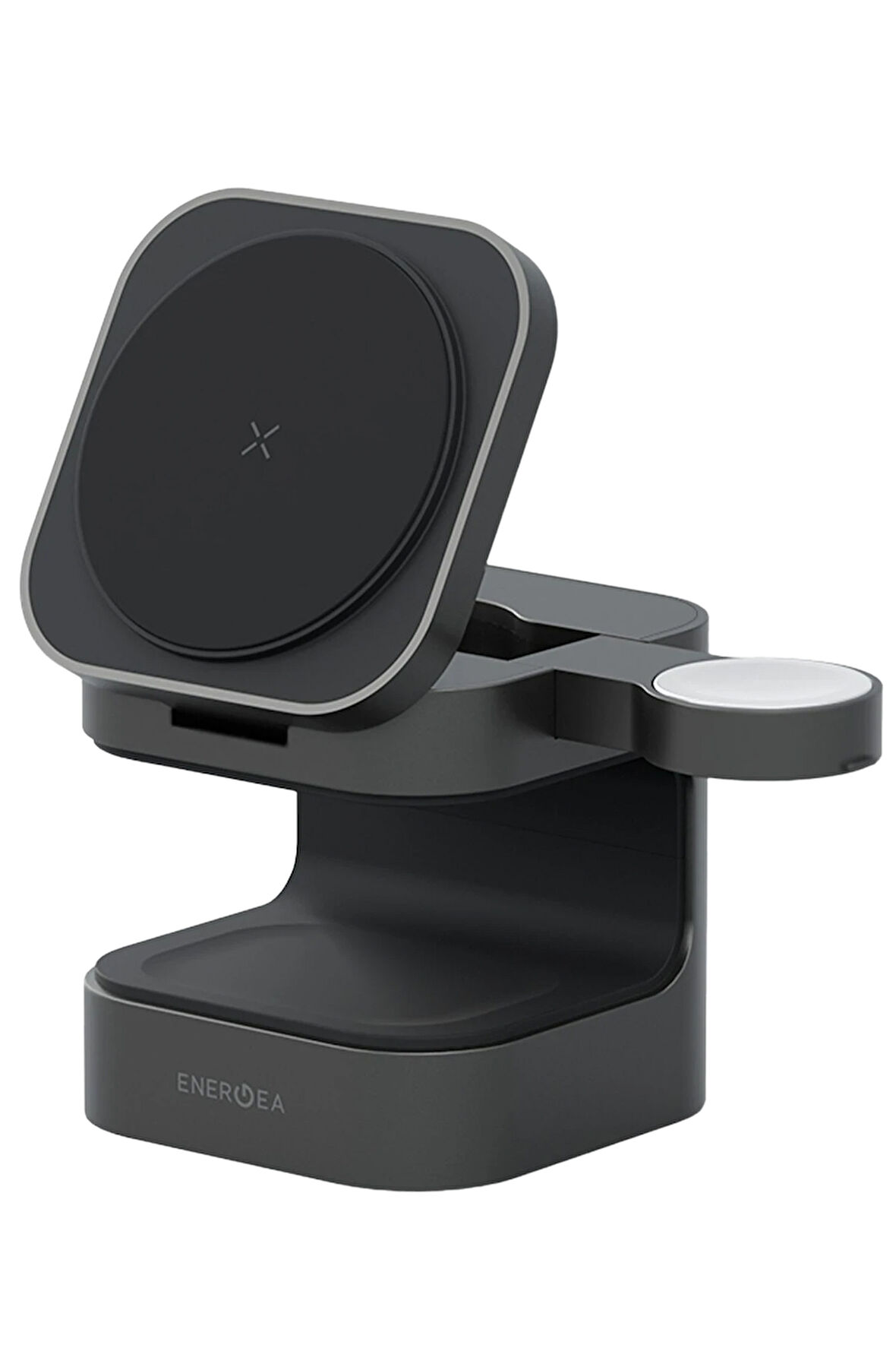 MagCube 3in1 Katlanabilir 15W Telefon Saat Airpods Masaüstü Hızlı Şarj Standı - Koyu Gri