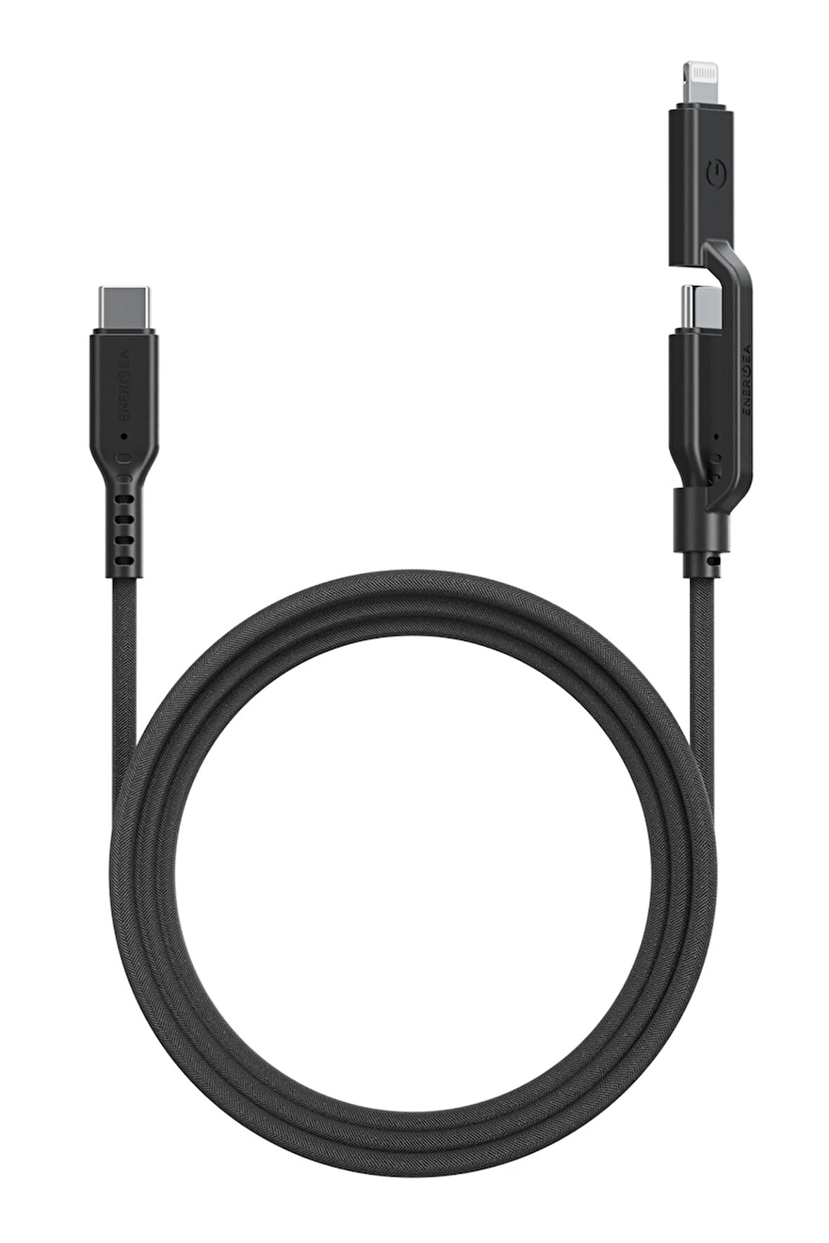 Flow Duo 2in1 1.5M 240W Type-C to Type-C ve Lightning PD Hızlı Şarj Kablo - Siyah