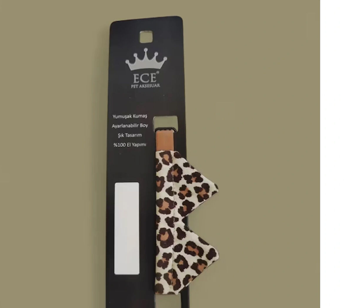 ECE EL YAPIMI YUMUŞAK KUMAŞ AYARLANILABİLİR  KEDİ TASMASI LEOPAR DESENLİ