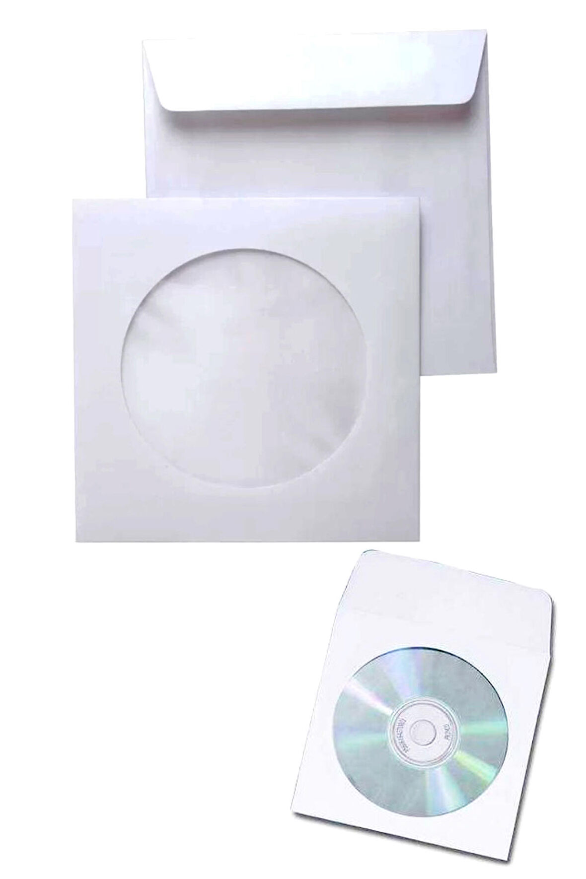 CD Zarfı Pencereli CD / DVD  Zarf Beyaz Zarf - 20 Adet