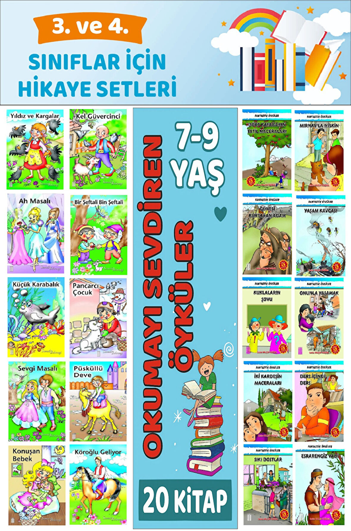 3.ve 4.Sınıflar İçin Okuma Alışkanlığı Kazandıran Mükemmel 20 li  Hikaye Seti