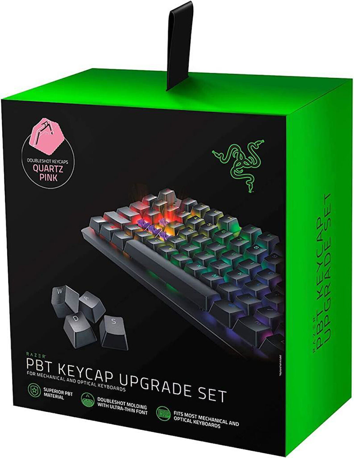 Oyun Klavyesi için Razer PBT Tuş Takımı - Mekanik ve optik klavyeler için klavye yükseltme seti (arka ışık uyumluluğu, üstün PBT malzemesi) Kuvars/Pembe Outlet