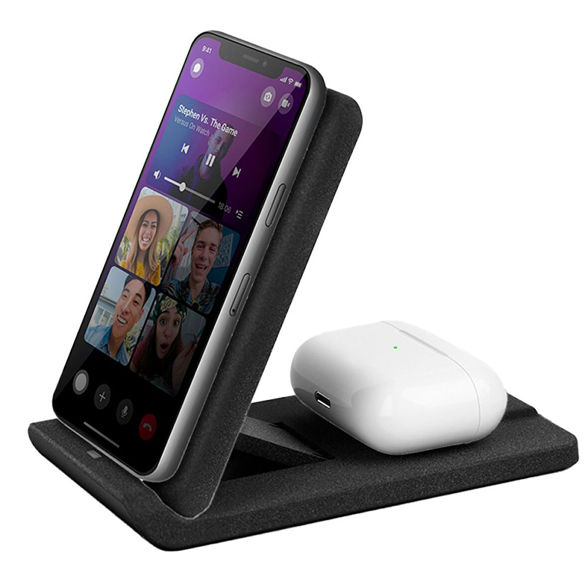 Uniq Vertex Duo 2in1 MagSafe 15W Şarj Standı - Siyah