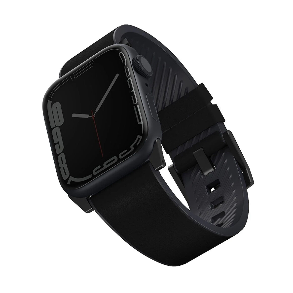 Uniq Straden Apple Watch 42-44-45-46-49mm Su Geçirmez Deri Kordon - Siyah