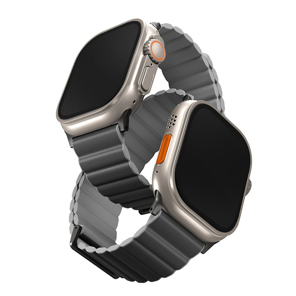 Uniq Revix Premium Reversible Watch 42/44/45/46/49mm Manyetik Kordon - Siyah-Gri