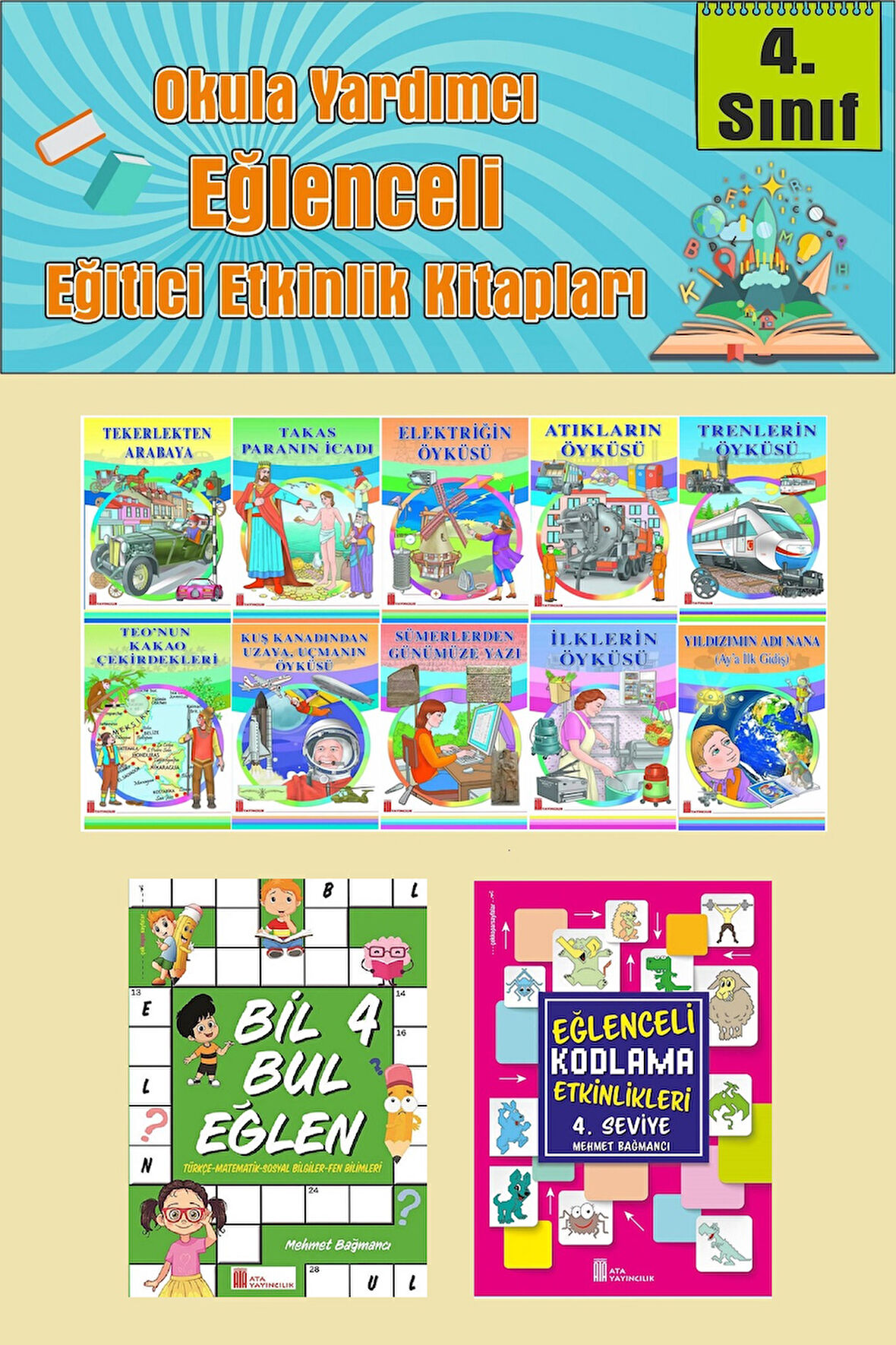4.Sınıflar İçin Okumayı Sevdiren 10 lu Hikaye Seti -Bil Bul Eğlen-Kodlama 2 (Okulda Evde Tatilde)