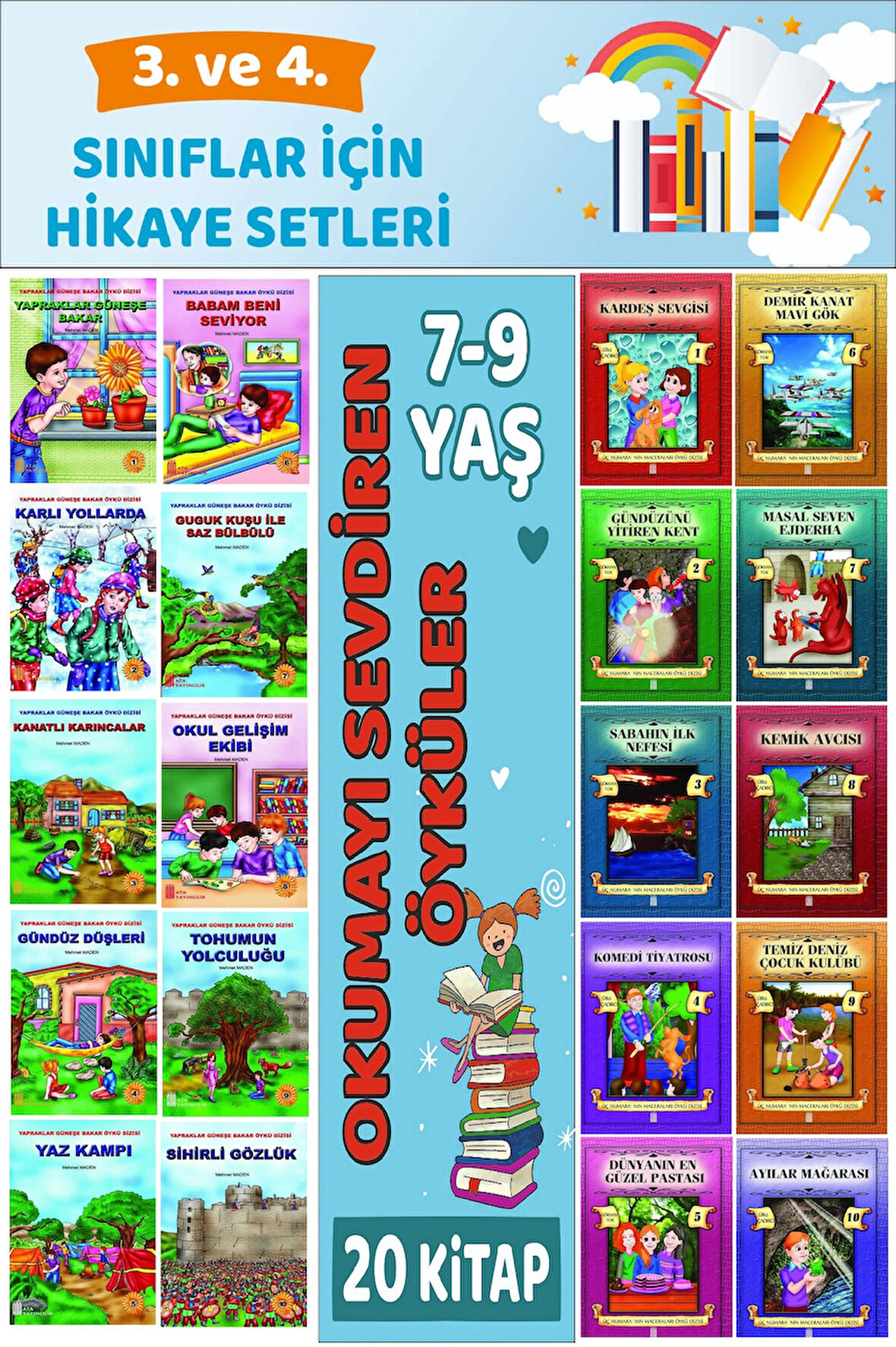 3.ve 4.Sınıflar İçin Okuma Alışkanlığı Kazandıran Mükemmel 20 li  Hikaye Seti 2