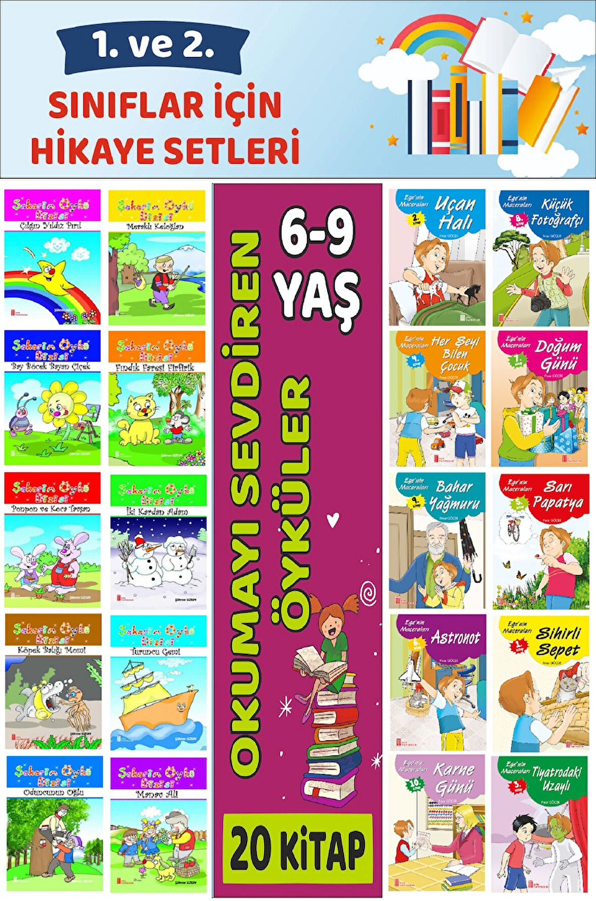1.ve 2.Sınıflar İçin Okuma Alışkanlığı Kazandıran Mükemmel 20 li Büyük Boy Hikaye Seti 5