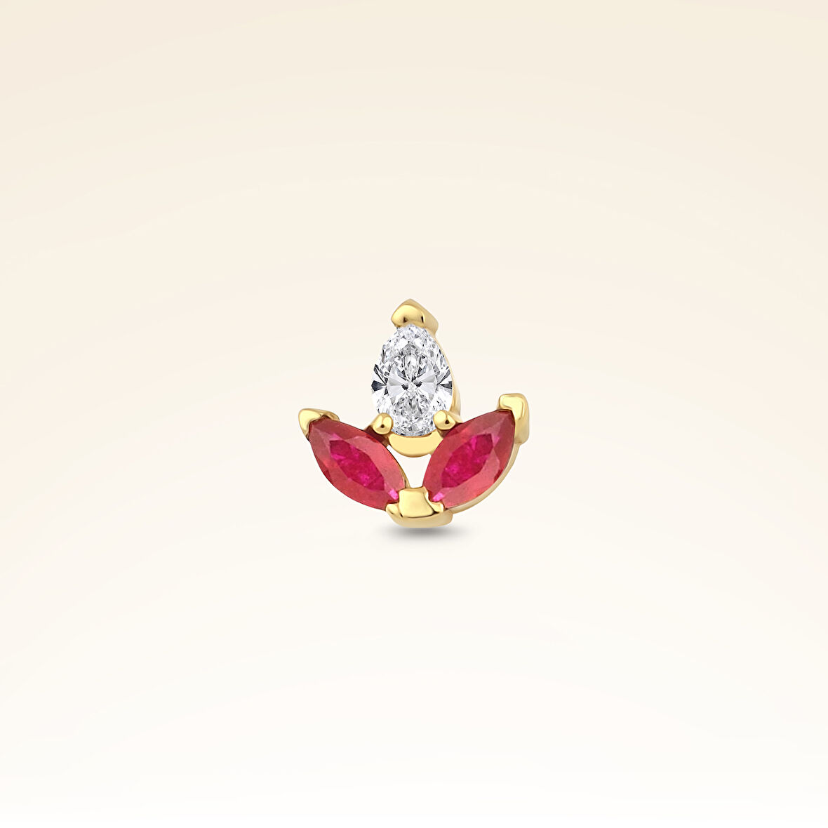 0,11 Karat Pırlantalı Yakut Piercing