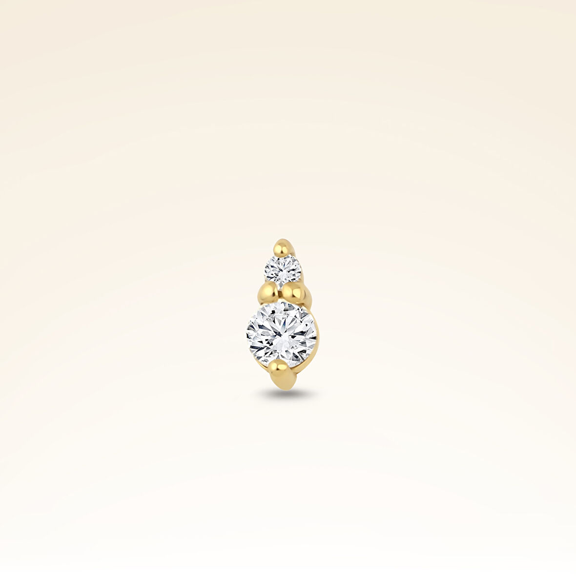 0,08 Karat Pırlanta İki Taşlı Piercing