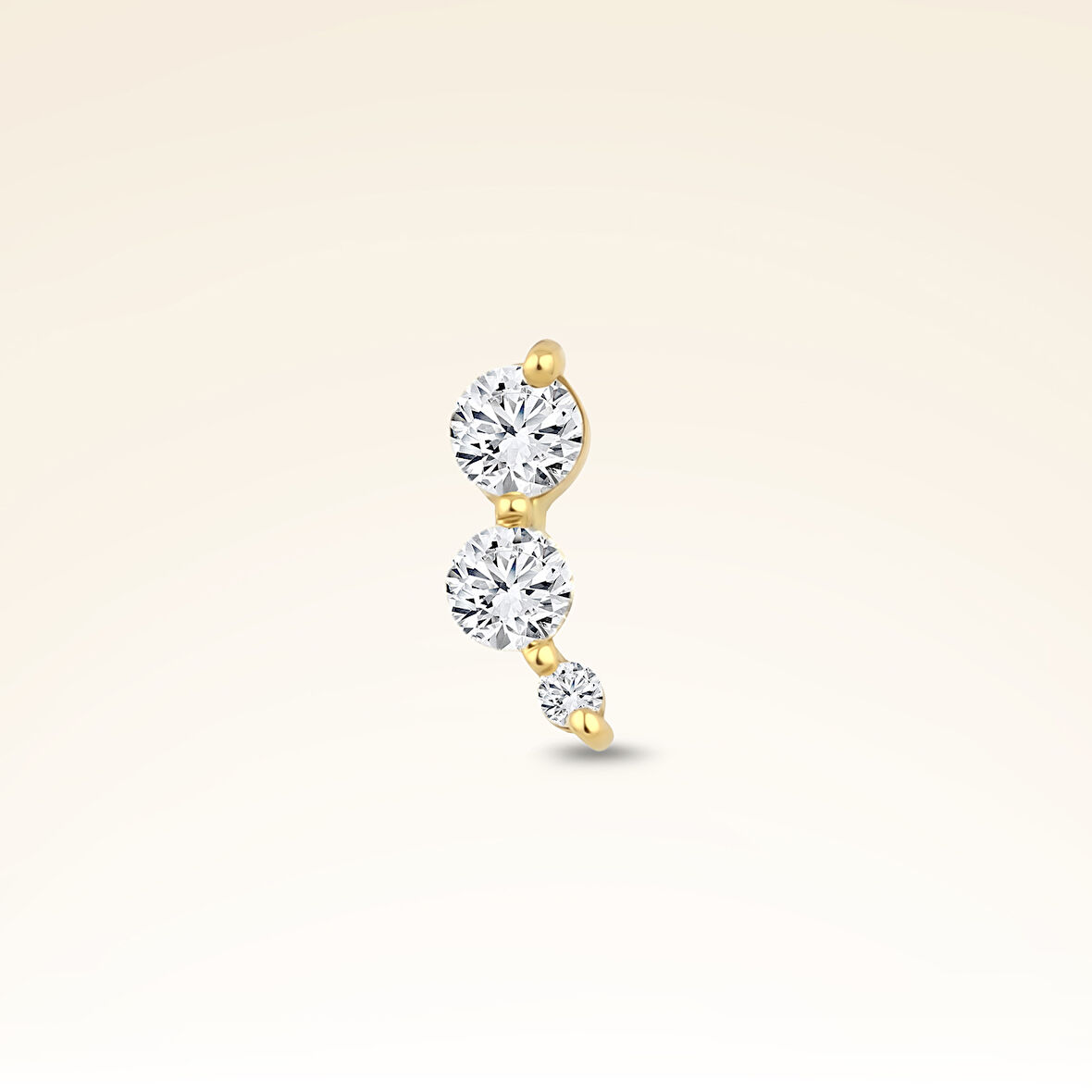 0,15 Karat Pırlanta Üç Taşlı Helix Piercing