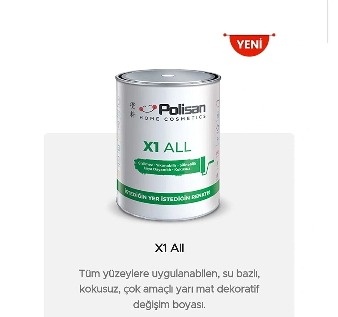 POLİSAN X1 ALL DÖNÜŞÜM BOYASI YAZ LİMONU(4530) 1 KG