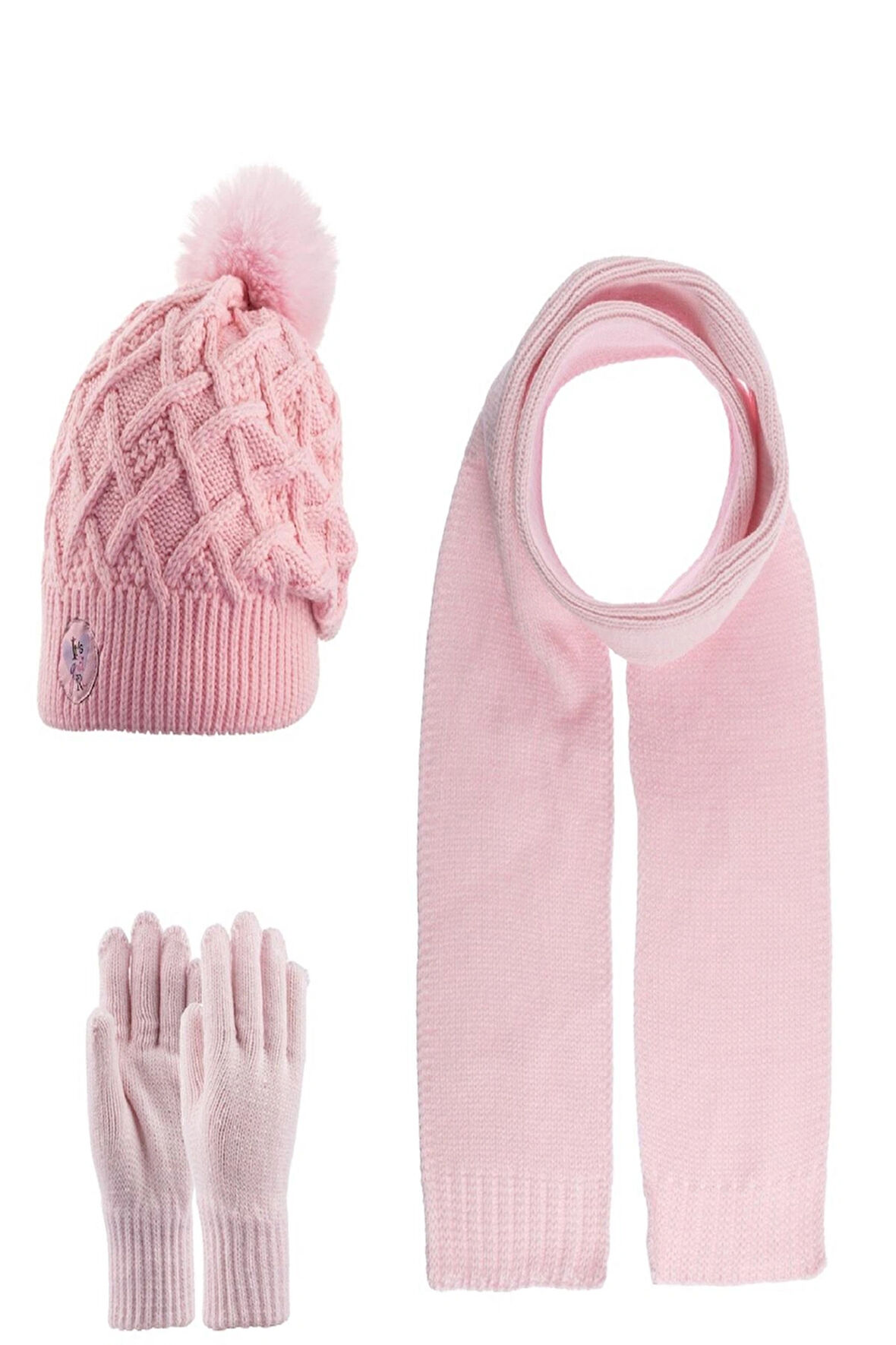 9-15 Yaş Kız Çocuk Atkı Bere Eldiven 3'lü Takım