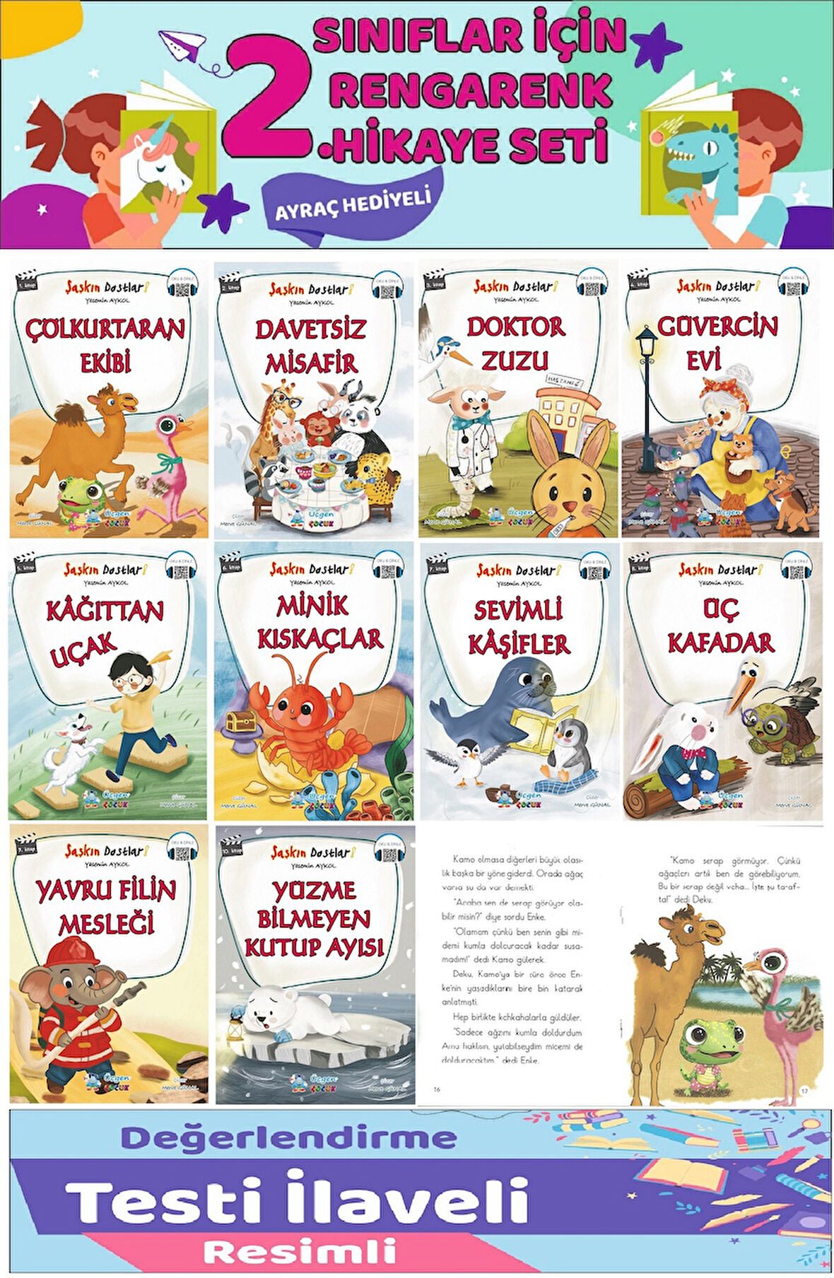 2.Sınıf Şaşkın Dostlar Hikaye Seti (32 Sayfa) - 10 Kitap