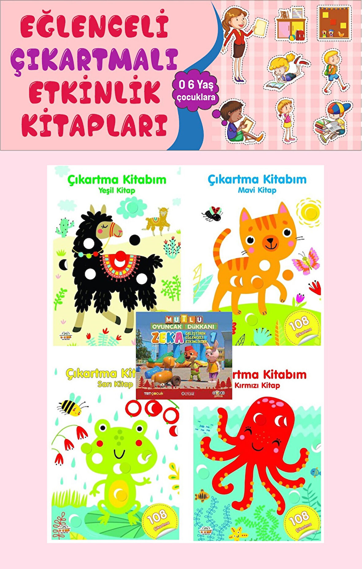 2 Yaş ve Üzeri Çıkartma Kitabım Seti (4 Kitap)- 108 Çıkartmalı