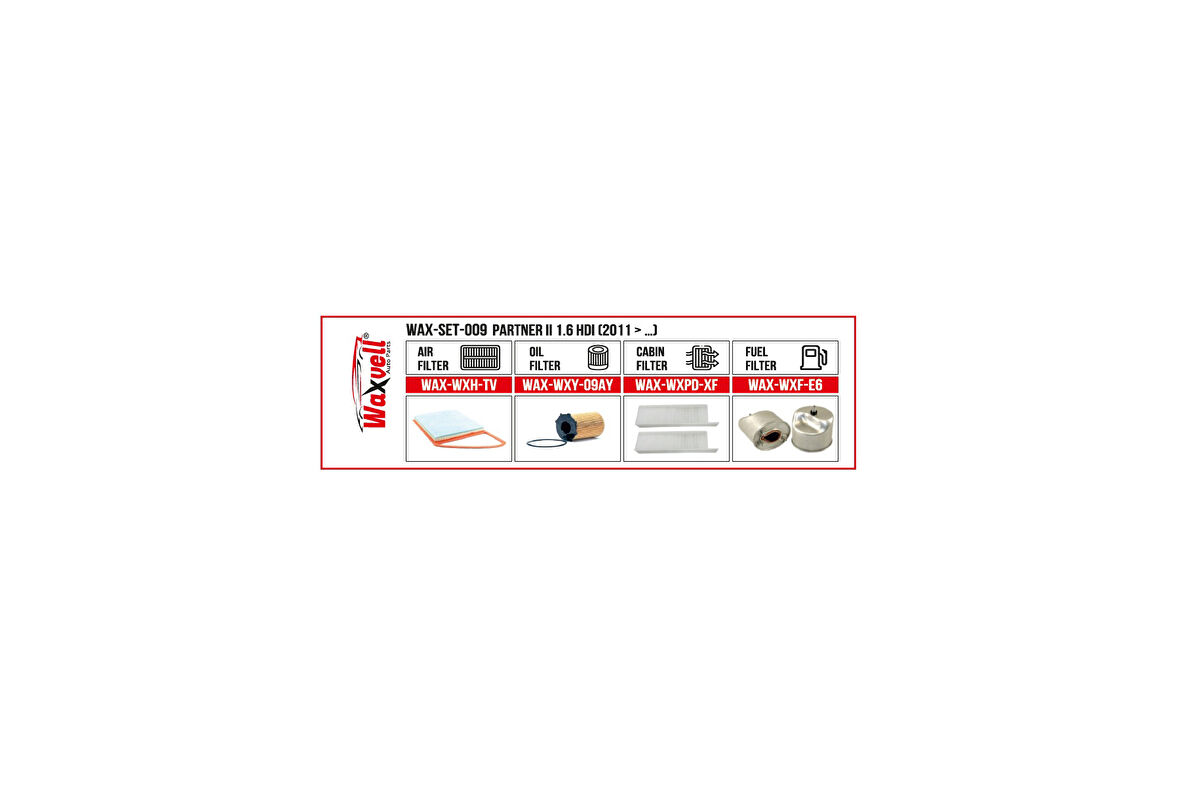 PARTNER II 1.6 HDI FİLTRE BAKIM SETİ (2011 > …)