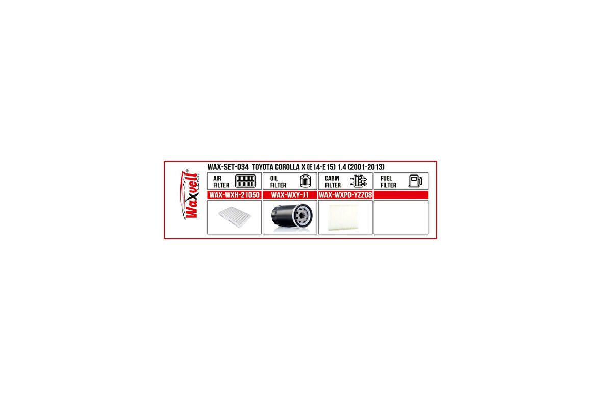 TOYOTA COROLLA  X FİLTRE BAKIM SETİ (E14-E15) 1.4 (2001-2013)
