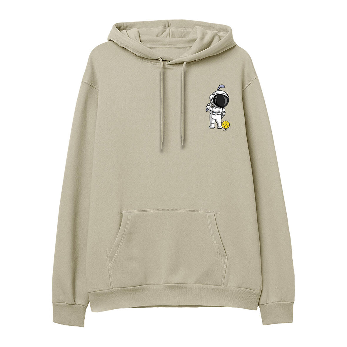Astro-2  Baskılı Krem Hoodie