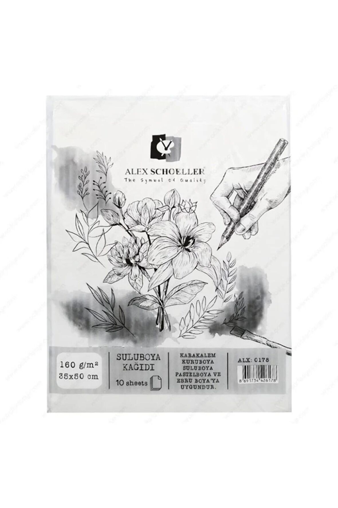 35x50cm 160 Gram Sulu Boya Kağıdı (10 Lu Paket) Alx-0178
