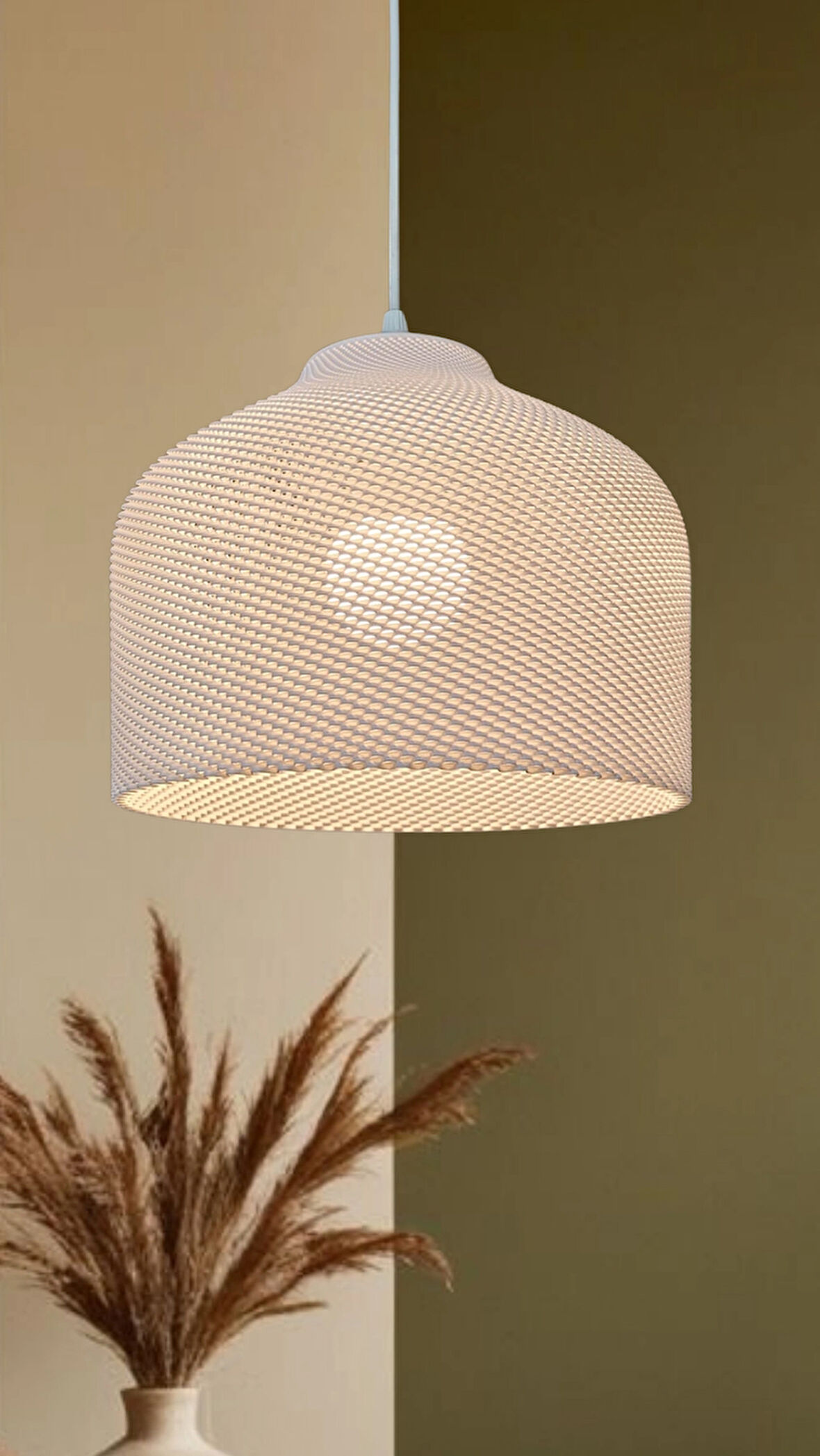 Geminy Beyaz Mesh dokulu avize, Pinterest Tarzı Özel Tasarım Tekli Sarkıt Avize (Bioplastik) E27