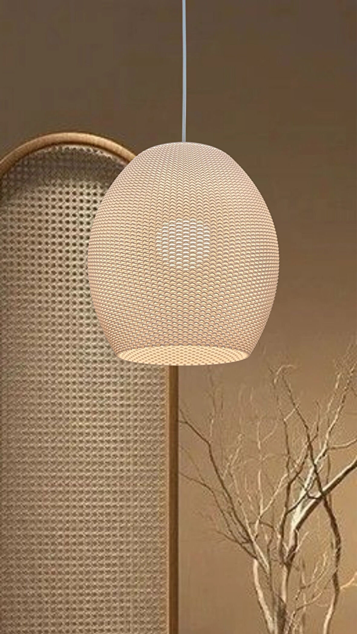 Nebula Beyaz Mesh dokulu avize, Pinterest Tarzı Özel Tasarım Tekli Sarkıt Avize (Bioplastik) E27