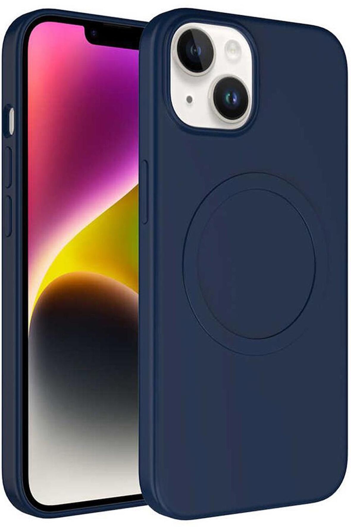 Apple iPhone 14 Plus Kılıf Magsafe Wireless Şarj Özellikli Pastel Renk Silikon Mat Kapak