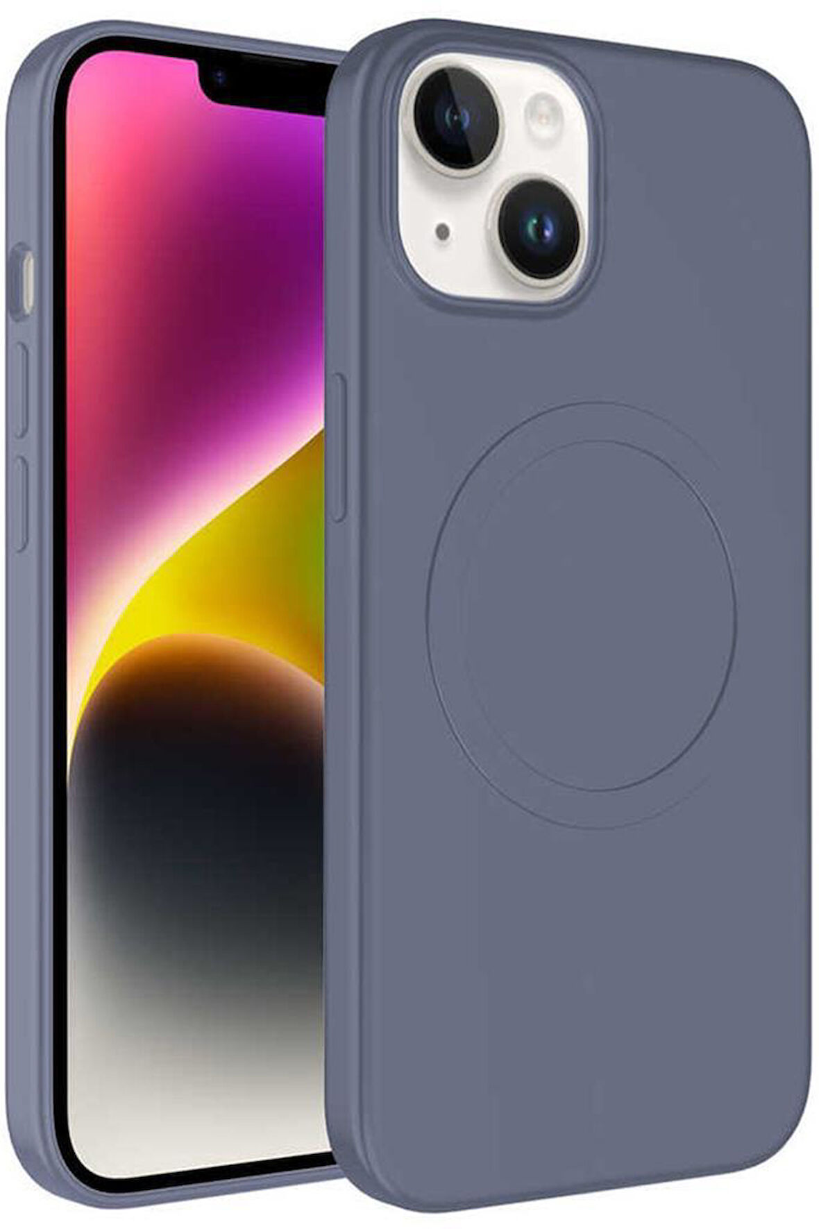 Apple iPhone 14 Plus Kılıf Magsafe Wireless Şarj Özellikli Pastel Renk Silikon Mat Kapak