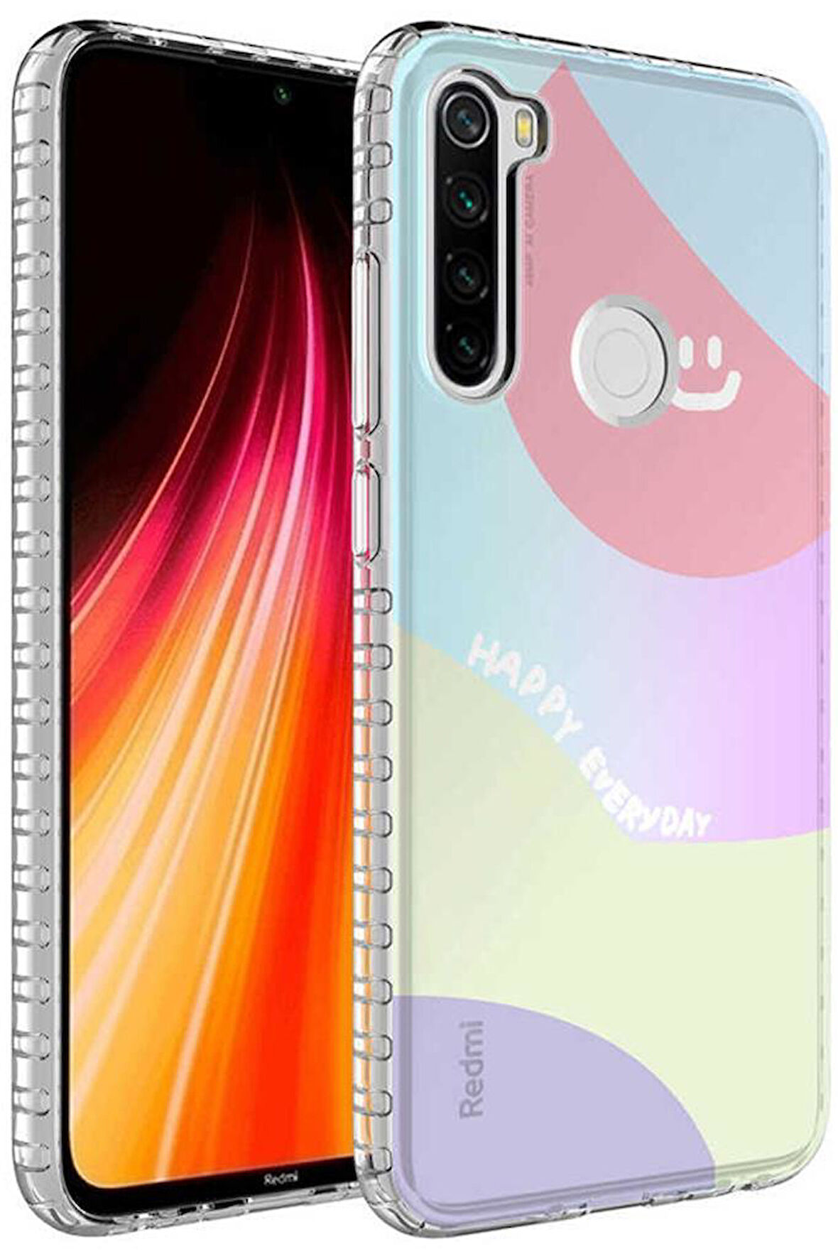 Xiaomi Redmi Note 8 Kılıf Airbag Kenarlı Renkli Desenli Elegans Silikon