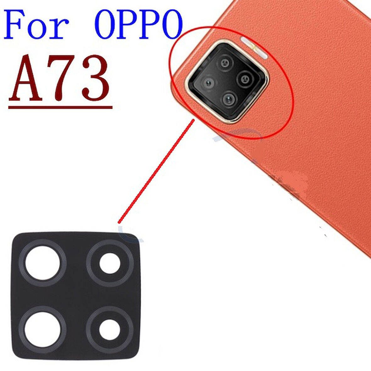 Tkgz Oppo A73 2020 Arka Kamera Camı Lens Yapışkanlı
