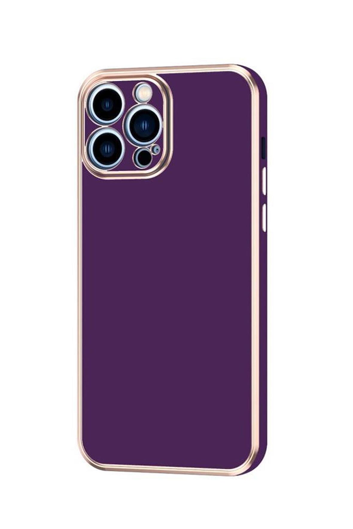 Apple iPhone 14 Pro Max Kılıf Kamera Korumalı Altın Kenar Tasarım Silikon