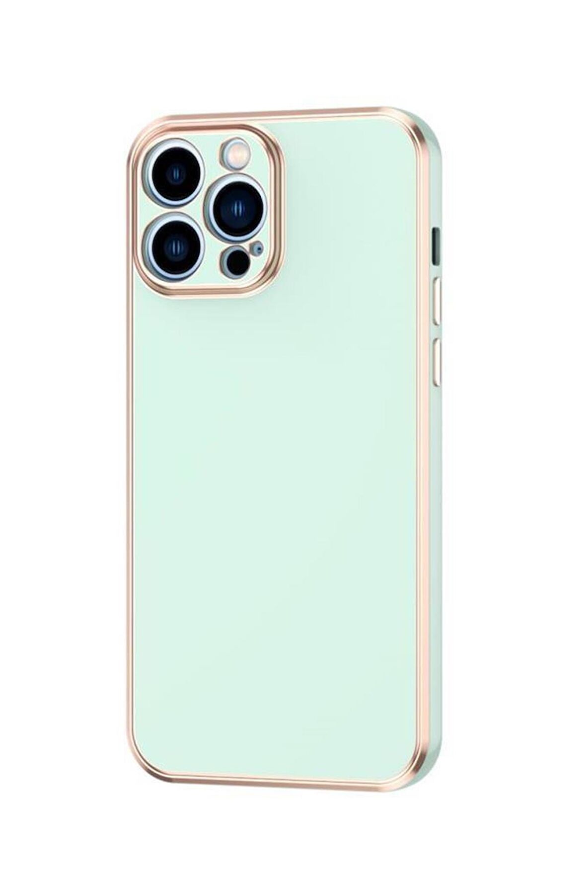 Apple iPhone 14 Pro Max Kılıf Kamera Korumalı Altın Kenar Tasarım Silikon