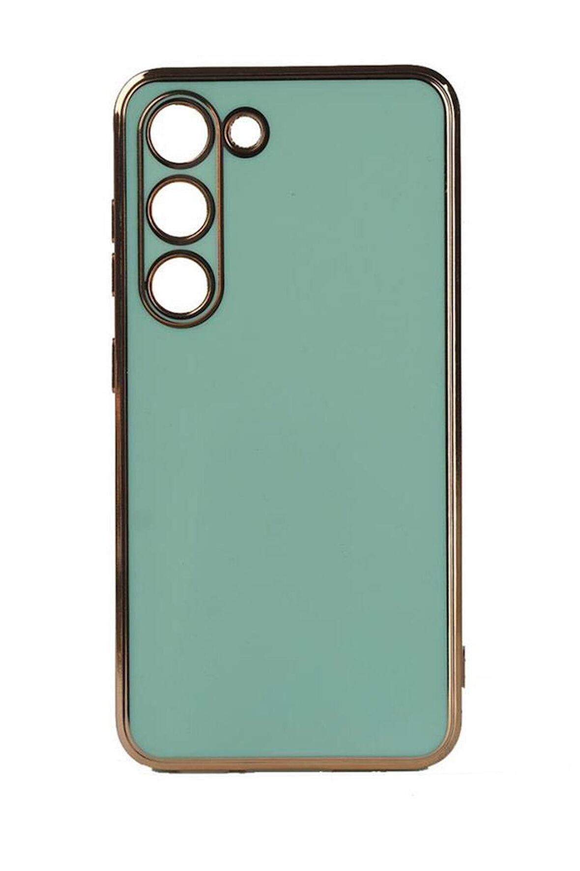 Galaxy S23 Kılıf Kamera Korumalı Altın Kenar Tasarım Silikon