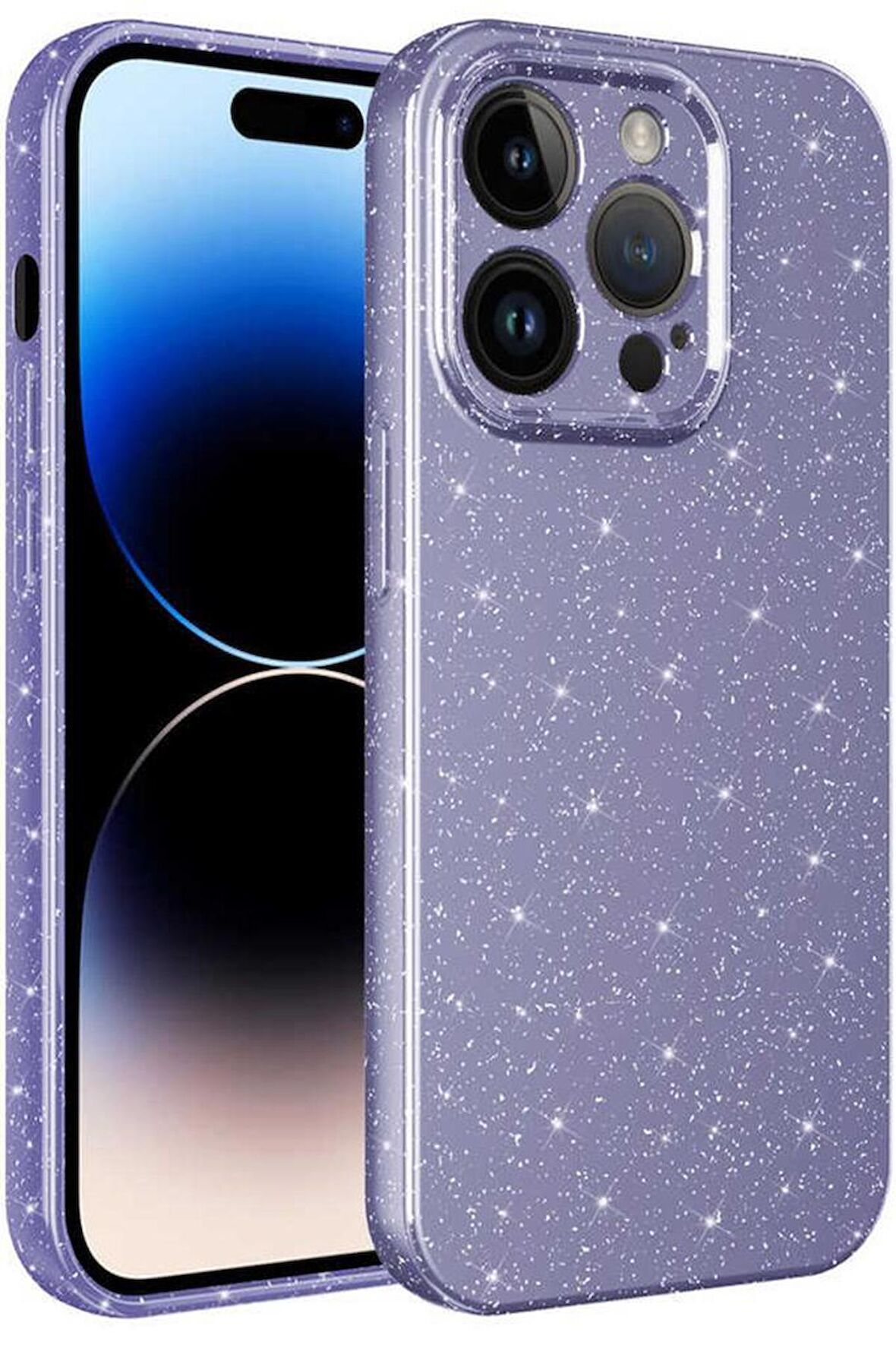 Apple iPhone 14 Pro Kılıf Kamera Korumalı Simli Parıltılı Lüks