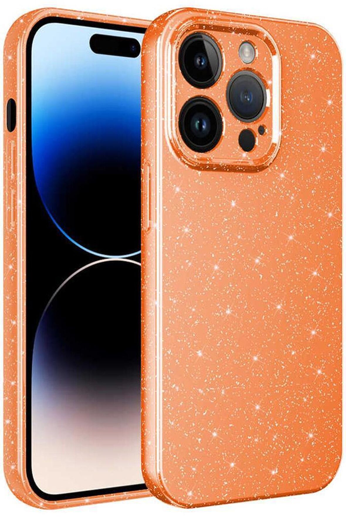 Apple iPhone 14 Pro Kılıf Kamera Korumalı Simli Parıltılı Lüks