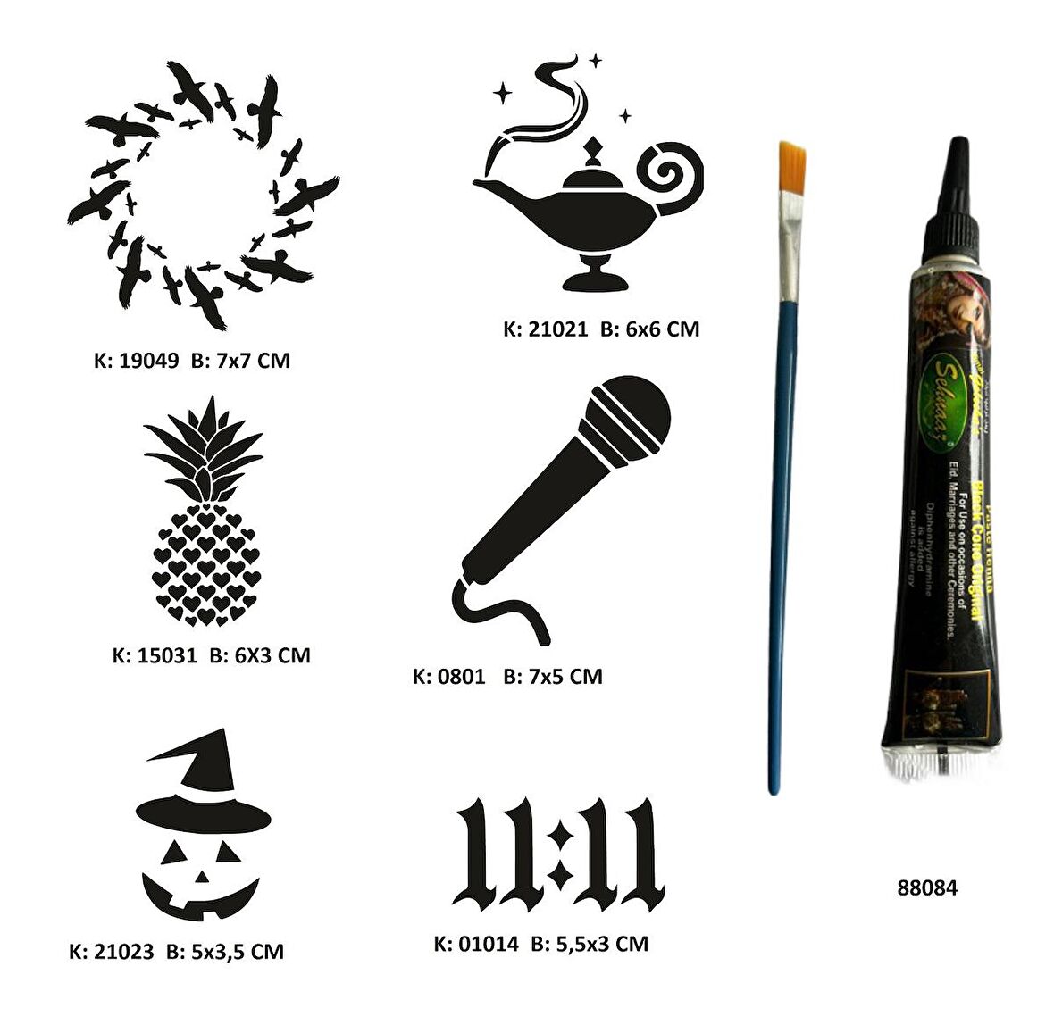 Hayalperest Modeller Tüp Kına ve Fırça hediyeli Tattoo Geçici Dövme Seti