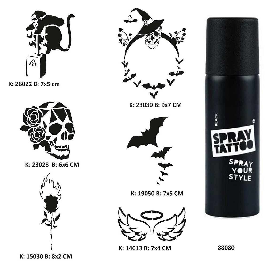 Sıradışı Hayatlar Spray Tattoo Geçici Dövme Seti Dark Sprey Dövme Kiti