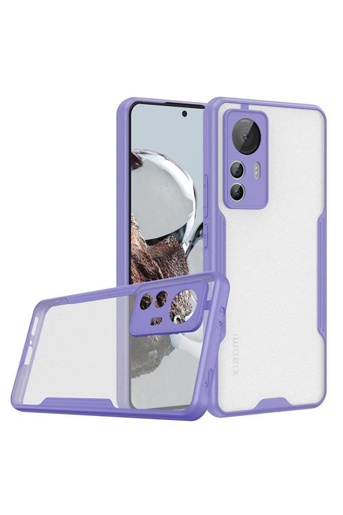 Xiaomi Mi 12T Pro Kılıf Kamera Korumalı Arkası Şeffaf Silikon