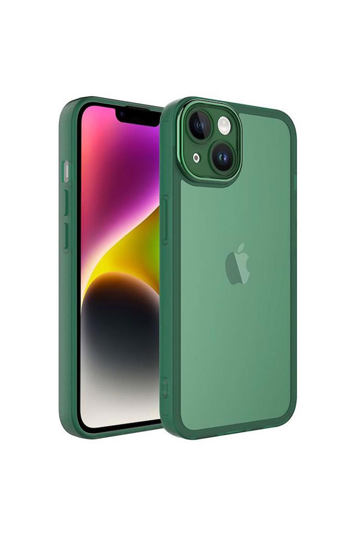Apple iPhone 13 Kılıf Metal Kamera Korumalı Transparan Renkli Kapak