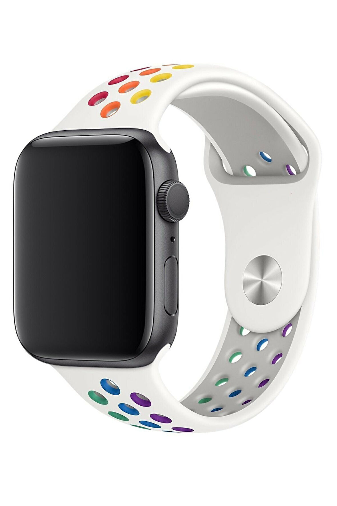 Apple Watch 42-44 Mm Uyumlu Delikli Renkli Silikon Kordon